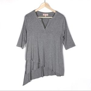 Philosophy Tunic sz M Asymmetrical Gray V-Neck